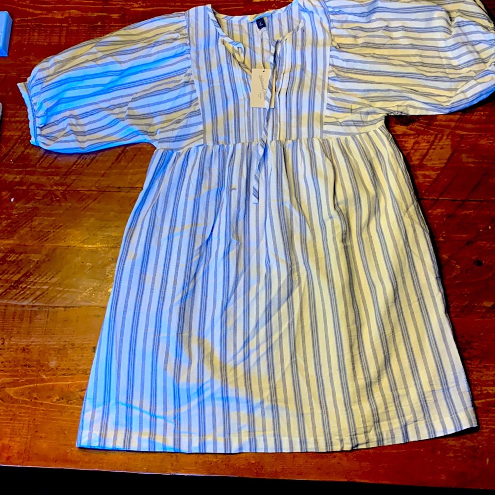 Blue and with cotton summer prairie style dress